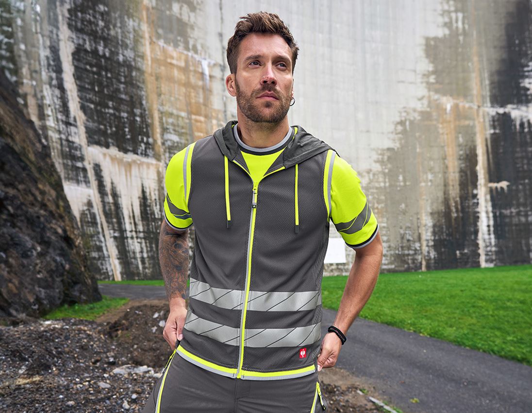 Werkvesten: Reflex functionele bodywarmer e.s.ambition + antraciet/signaalgeel