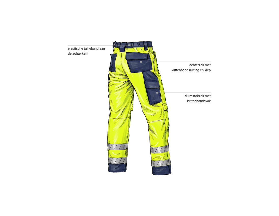Werkbroeken: Veiligheidswerkbroek e.s.line.core + signaalgeel/donkerblauw 2