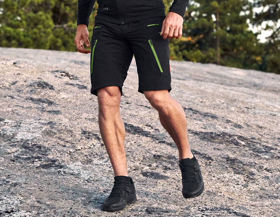 Werkbroeken: e.s. Functionele short Superlite + zwart/neon groen