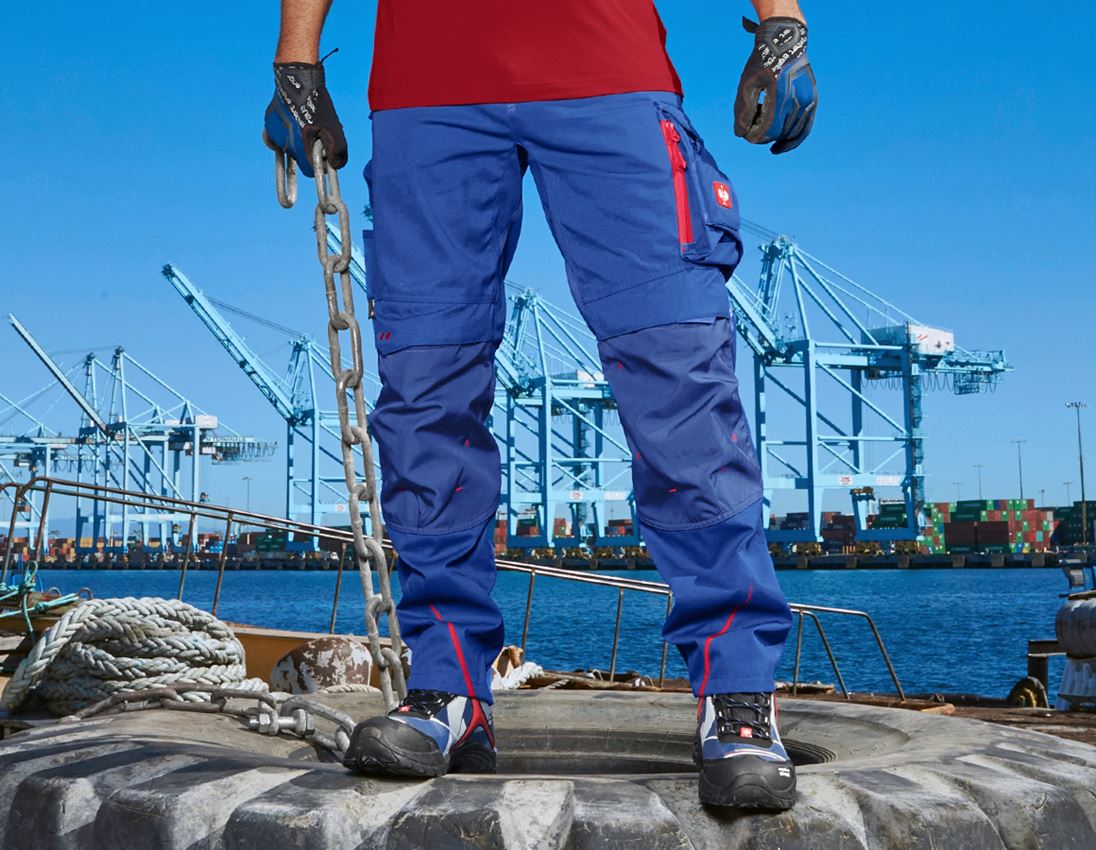 Werkbroeken: Werkbroek e.s.motion 2020 + korenblauw/vuurrood