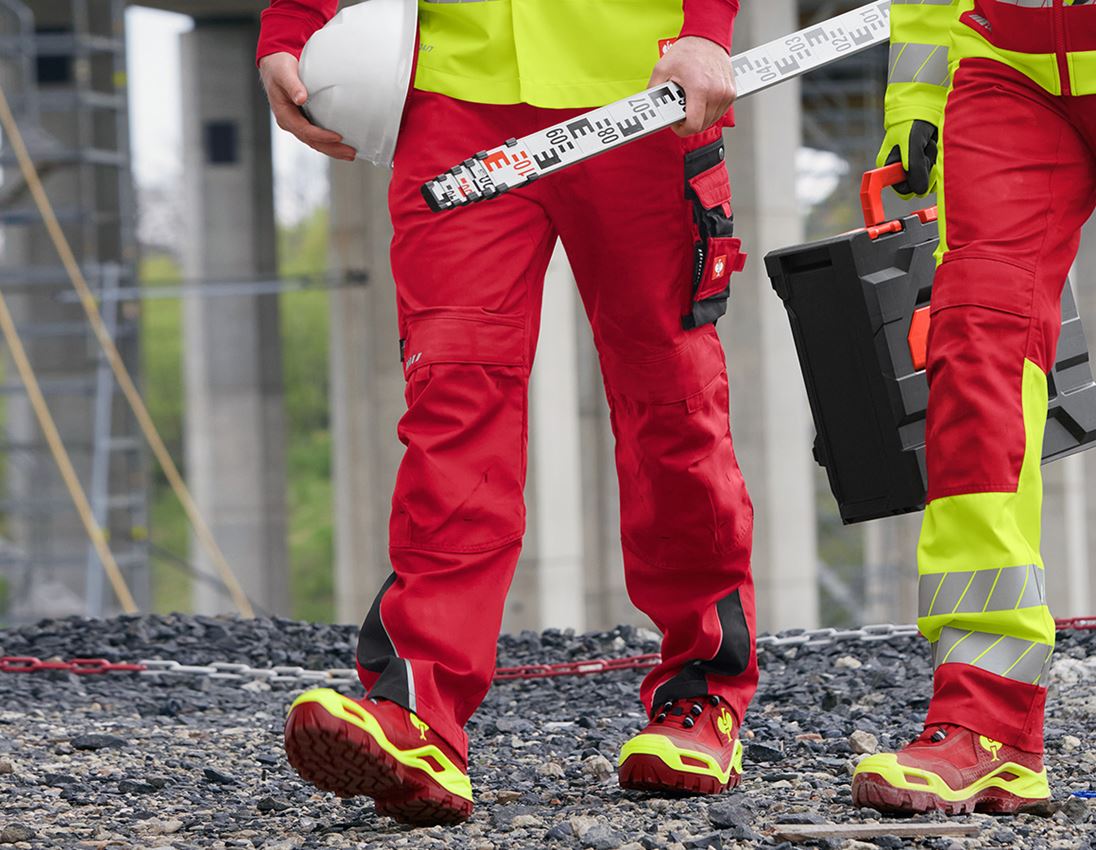 Werkbroeken: Werkbroek e.s.motion + rood/zwart 1