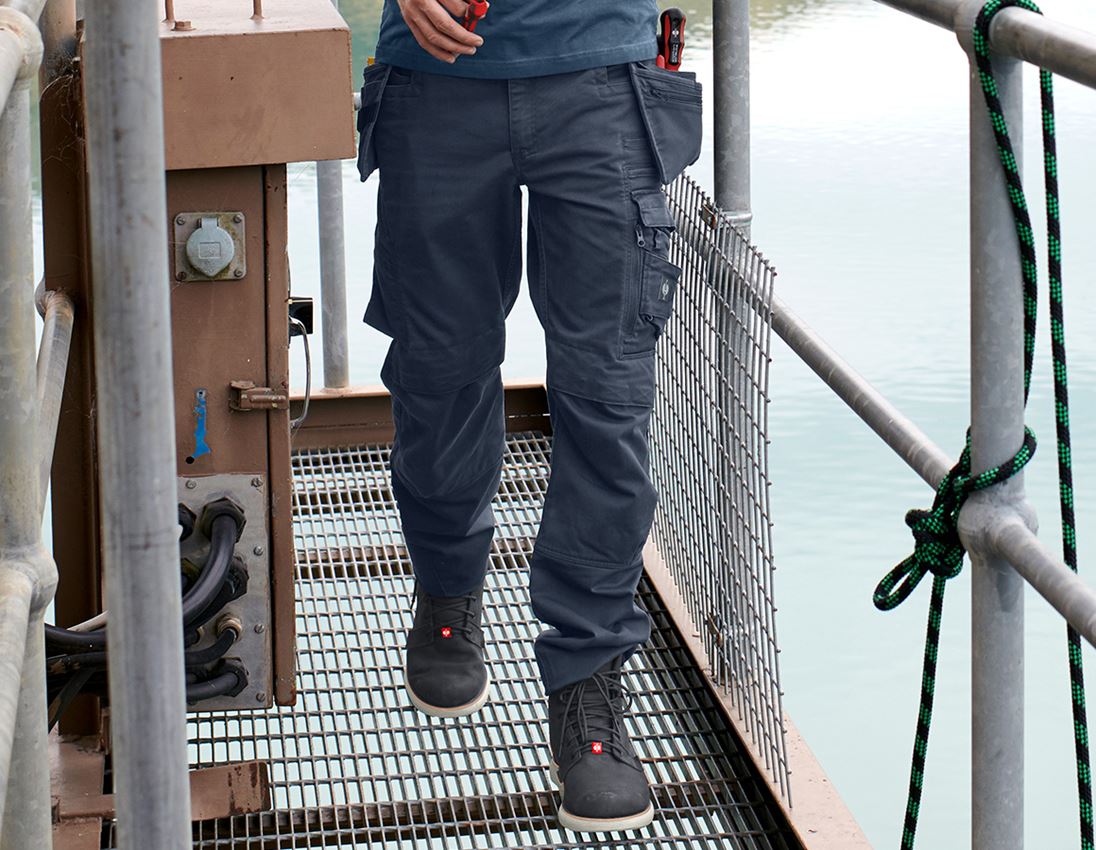 Werkbroeken: Werkbroek e.s.motion ten tool-pouch + leisteenblauw