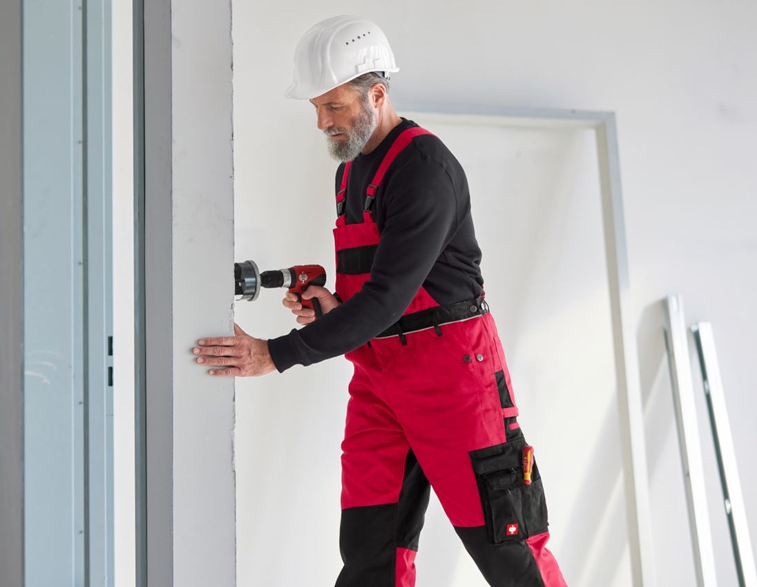 Werkbroeken: Tuinbroek e.s.image + rood/zwart 1