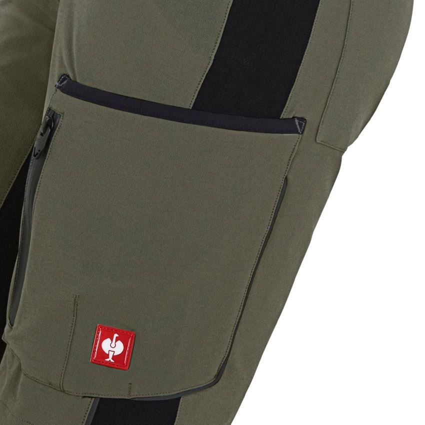 Werkbroeken: Short e.s.vision stretch, dames + mos/zwart 2
