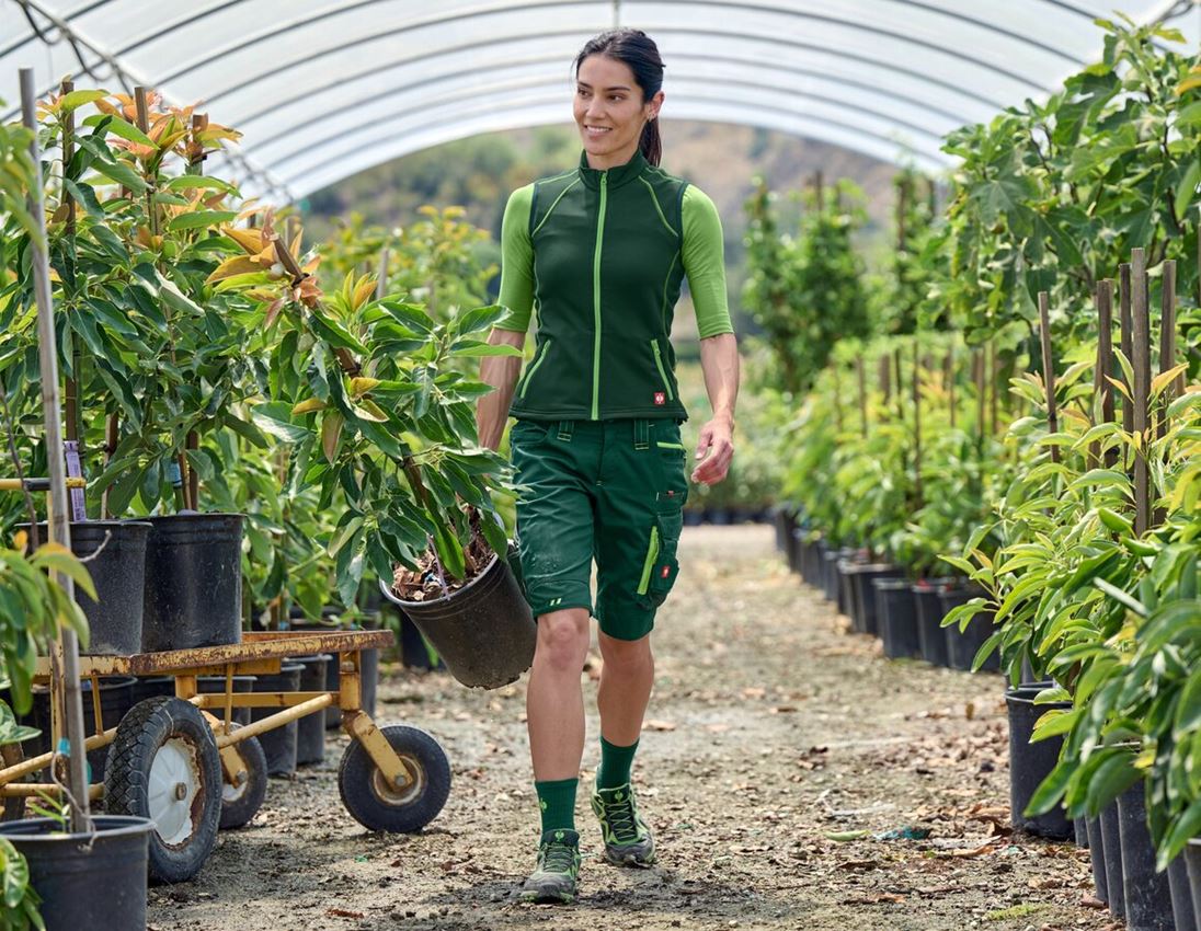 Werkbroeken: Short e.s.motion 2020, dames + groen/zeegroen 2