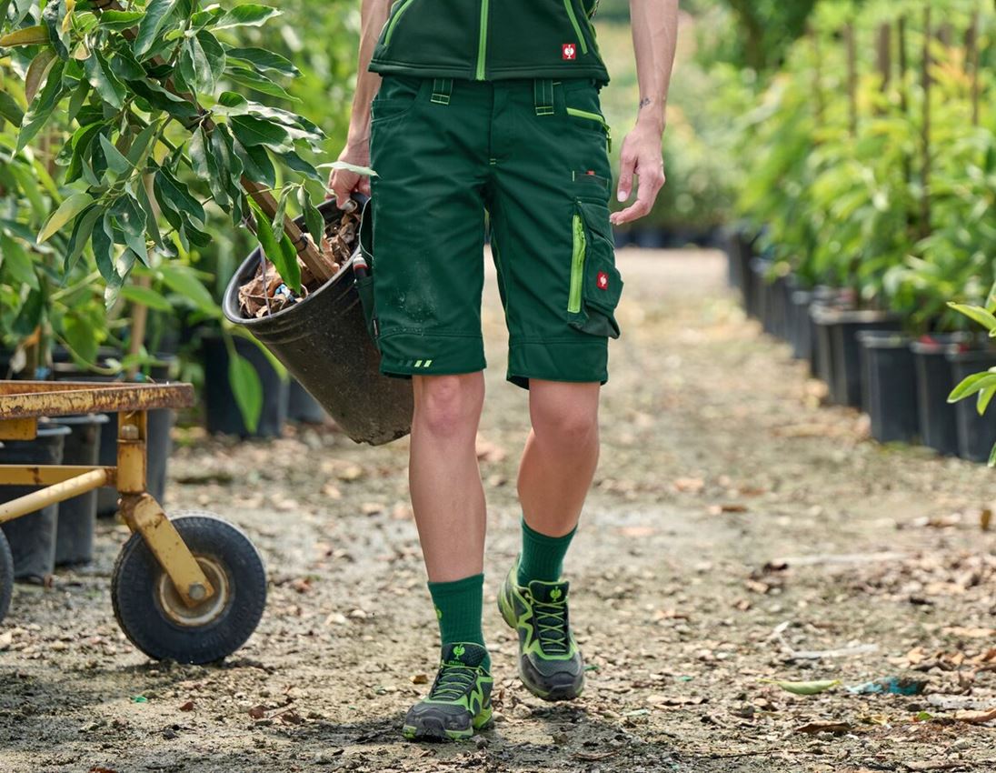 Werkbroeken: Short e.s.motion 2020, dames + groen/zeegroen