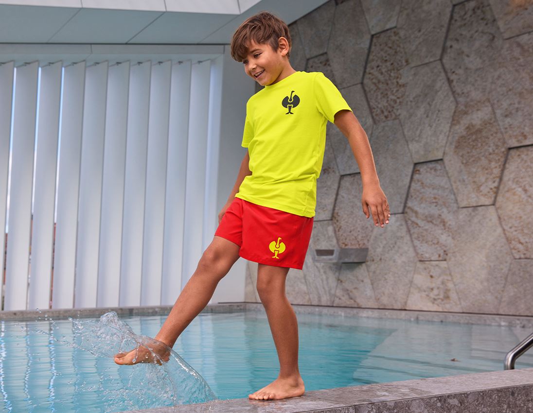 Shorts: Zwemshort e.s.trail, kinderen + strauss rood/zuurgeel 1