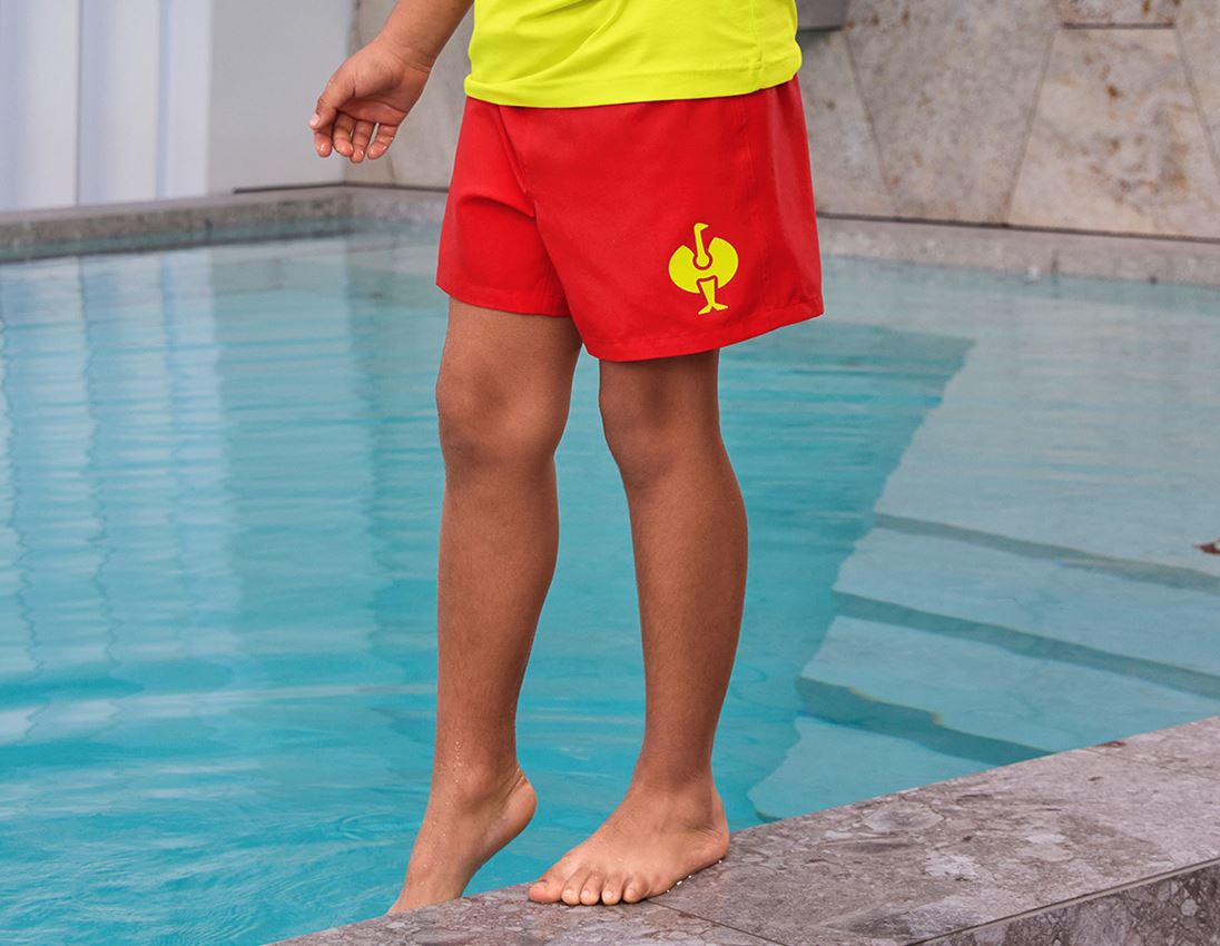Shorts: Zwemshort e.s.trail, kinderen + strauss rood/zuurgeel