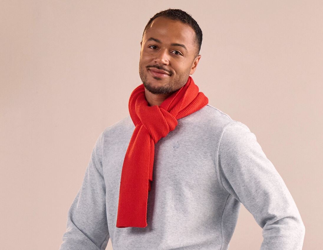 Accessoires: e.s. Gebreide sjaal + strauss rood