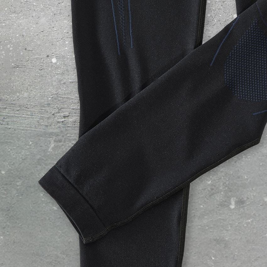 Thermo Ondergoed	: e.s. Functionele-Long Pants seamless - warm, dames + zwart/gentiaanblauw 2