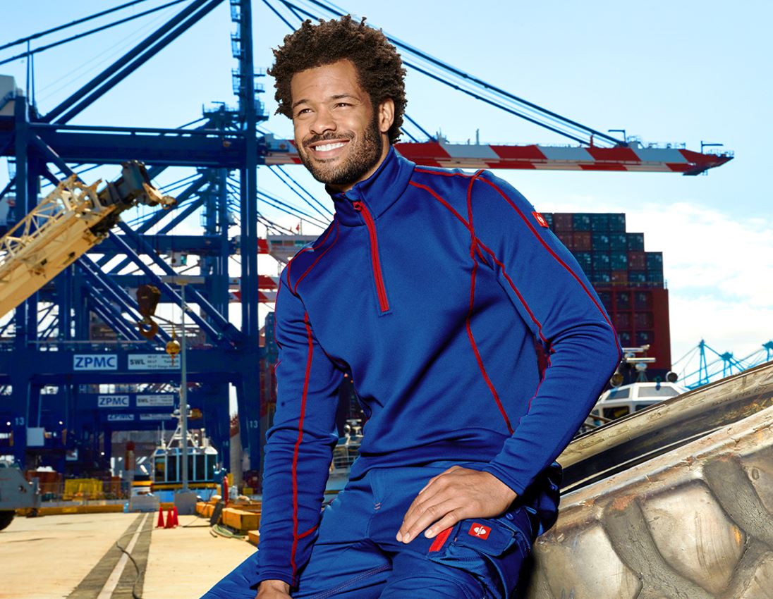 Bovenkleding: Schipperstrui thermo stretch e.s.motion 2020 + korenblauw/vuurrood