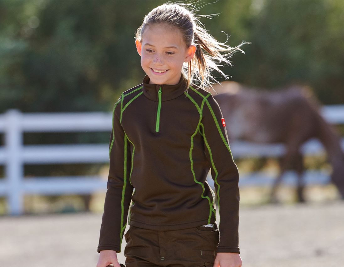 Bovenkleding: Schipperstrui thermo stretch e.s.motion 2020,kind. + kastanje/zeegroen