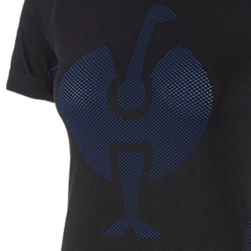 Thermo Ondergoed	: e.s. Functionele-T-Shirt seamless-warm, dames + zwart/gentiaanblauw 2