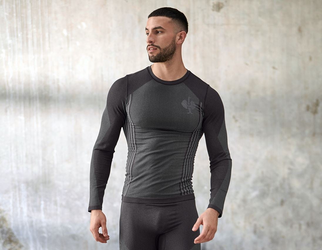 Onderwerpen: Functionele longsleeve e.s.trail seamless - warm + zwart/bazaltgrijs