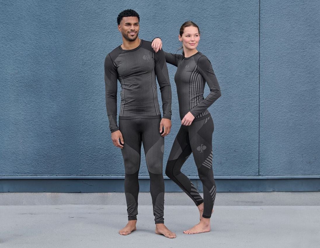 Thermo Ondergoed	: Functionele longpants e.s.trail seamless-warm,dame + zwart/bazaltgrijs 3