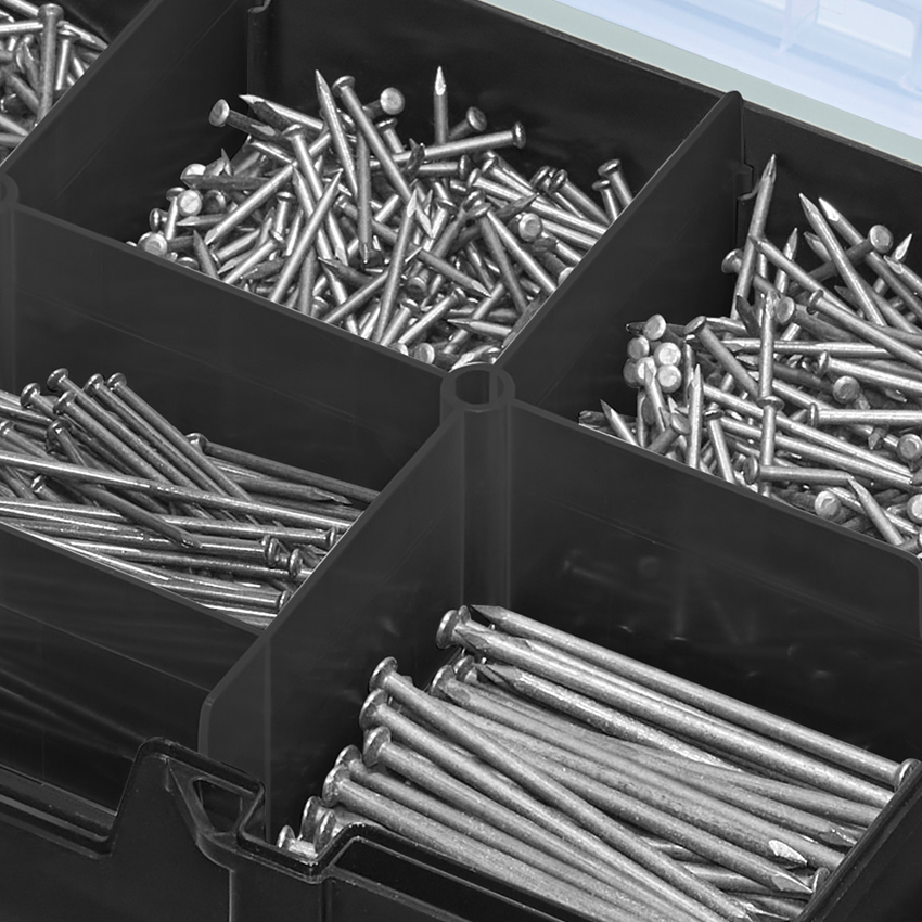 Spijkers: Assortiment stalen spijker in STRAUSSbox mini 2