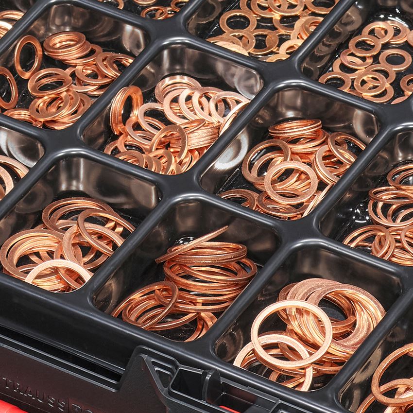 Assortiment kleine onderdelen: Afdichtringen DIN 7603 A in STRAUSSbox 118 midi 2