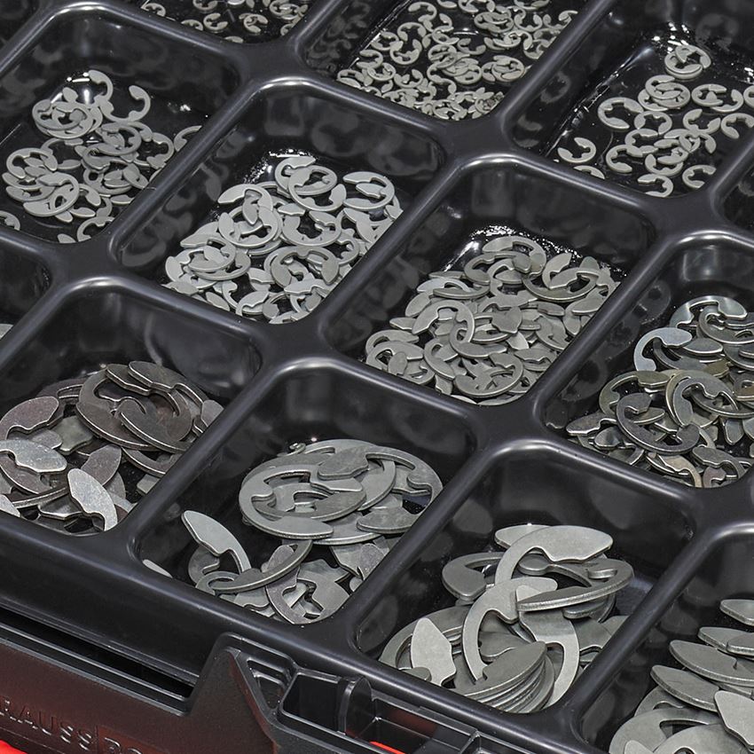 Assortiment kleine onderdelen: Borgplaatjes DIN 6799 in STRAUSSbox 118 midi 2