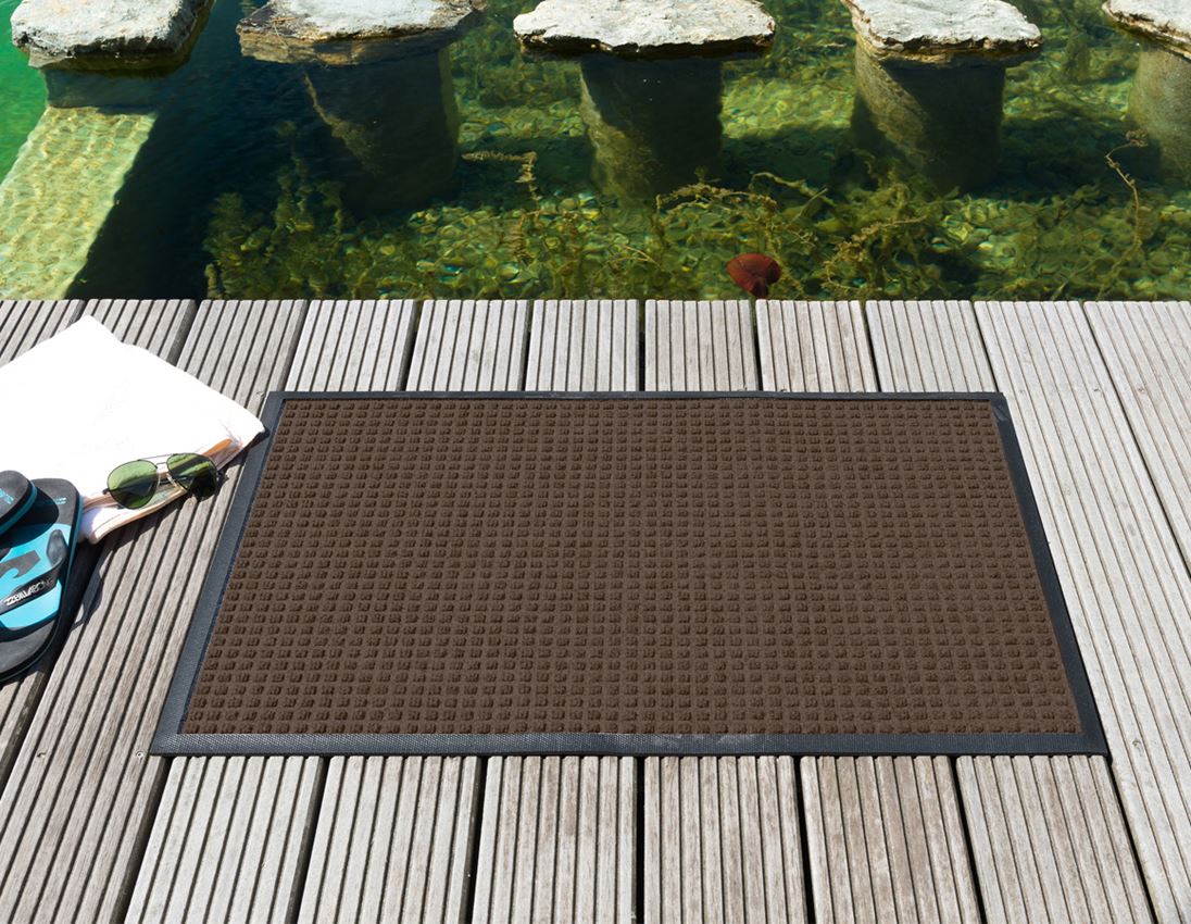 Vloermatten: Vochtwerende comfortmat met rubberen rand + bruin