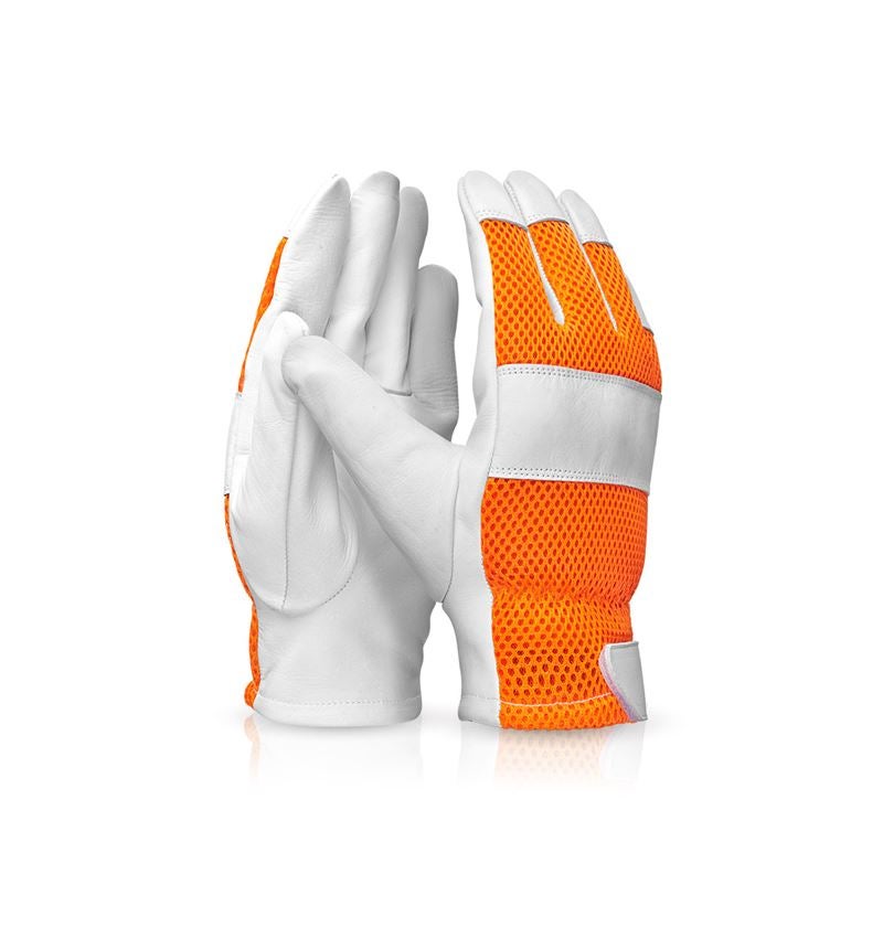 Leer: e.s. lederen handschoenen Mesh + oranje