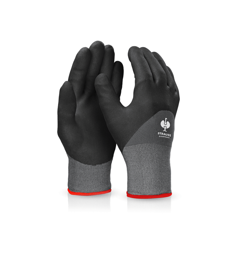 Gecoate: e.s. Nitril handschoenen evertouch winter + zwart/grijs