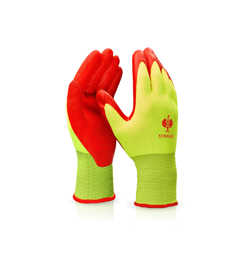 Gecoate: Nitrilschuim handschoenen Flexible Foam + signaalgeel/rood