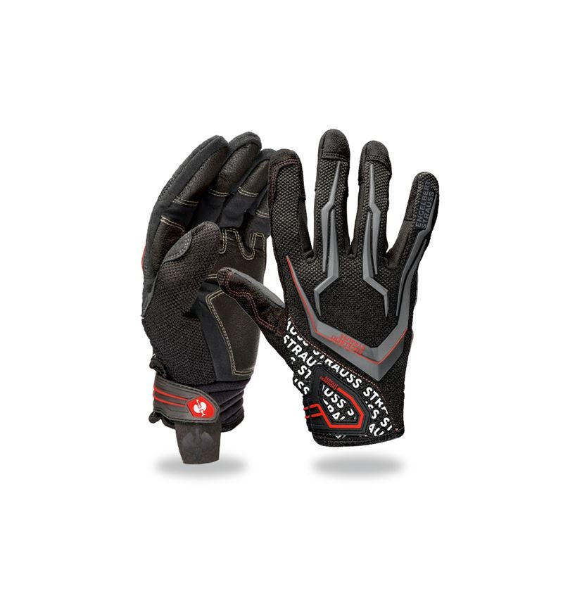 Hybride: e.s. Mecanicienshandschoenen Mirage + zwart/rood