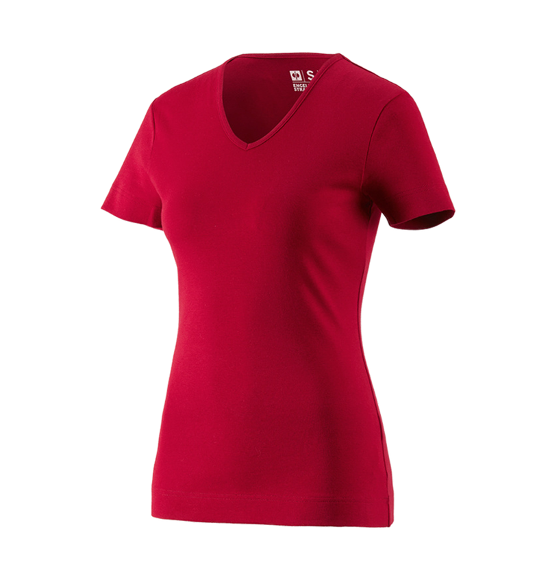 Bovenkleding: e.s. T-Shirt cotton V-Neck, dames + rood
