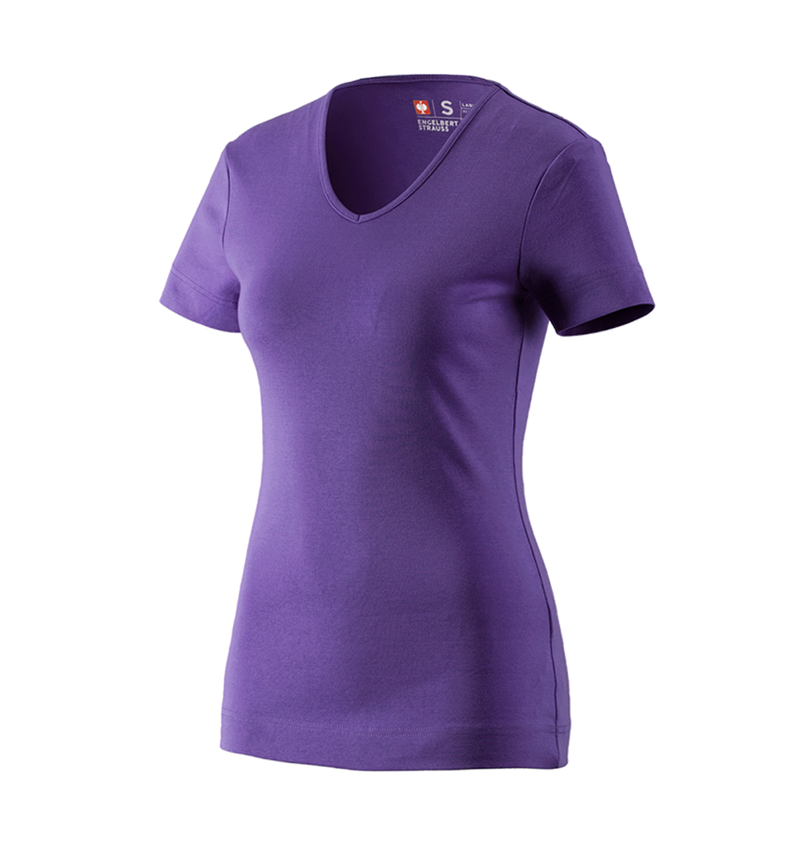 Bovenkleding: e.s. T-Shirt cotton V-Neck, dames + lilas
