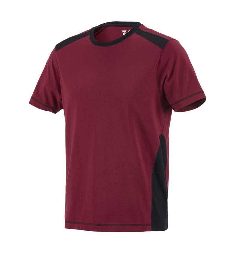 Bovenkleding: T-Shirt cotton e.s.active + bordeaux/zwart