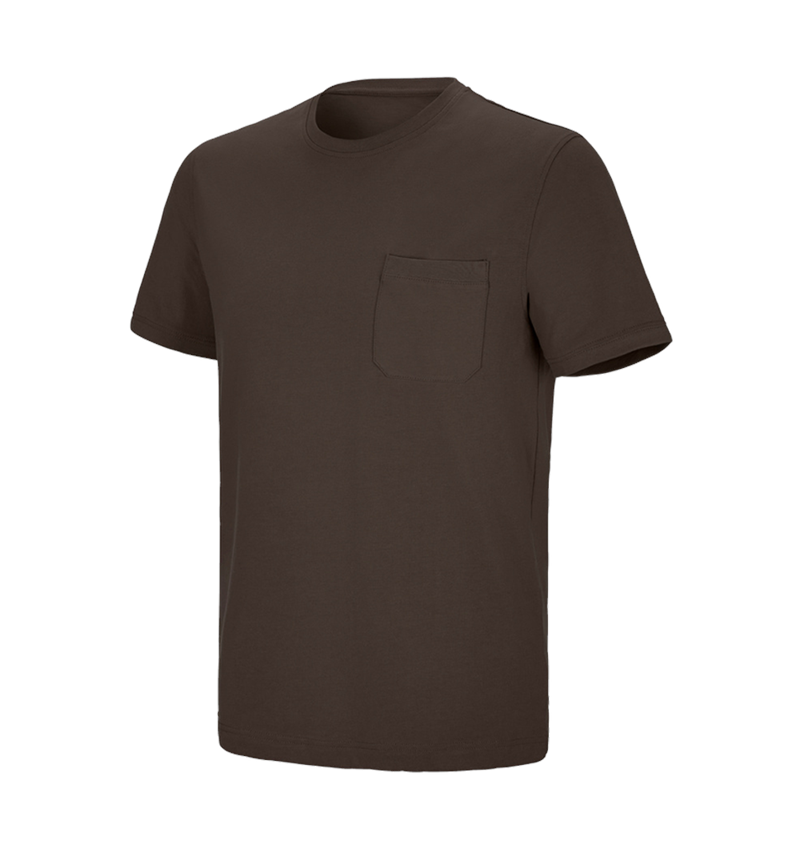 Bovenkleding: e.s. T-shirt cotton stretch Pocket + kastanje 2
