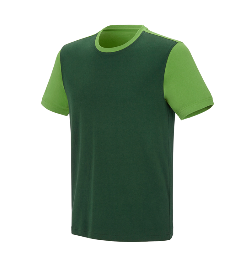 Bovenkleding: e.s. T-shirt cotton stretch bicolor + groen/zeegroen 2