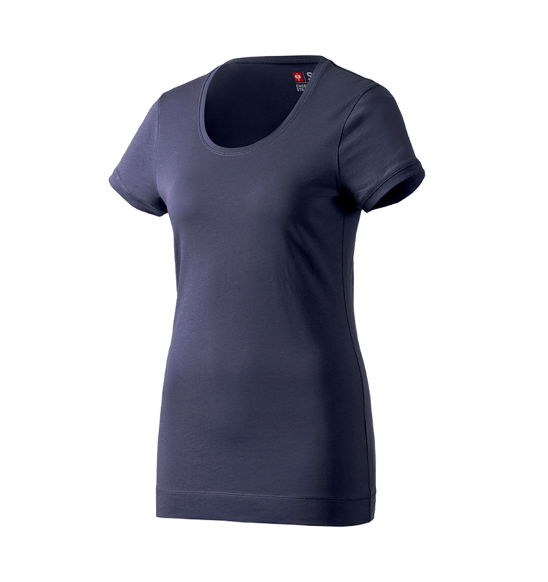 Bovenkleding: e.s. Long-Shirt cotton, dames + donkerblauw