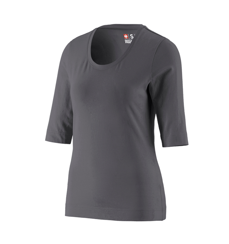 Bovenkleding: e.s. Shirt 3/4-mouw cotton stretch, dames + antraciet