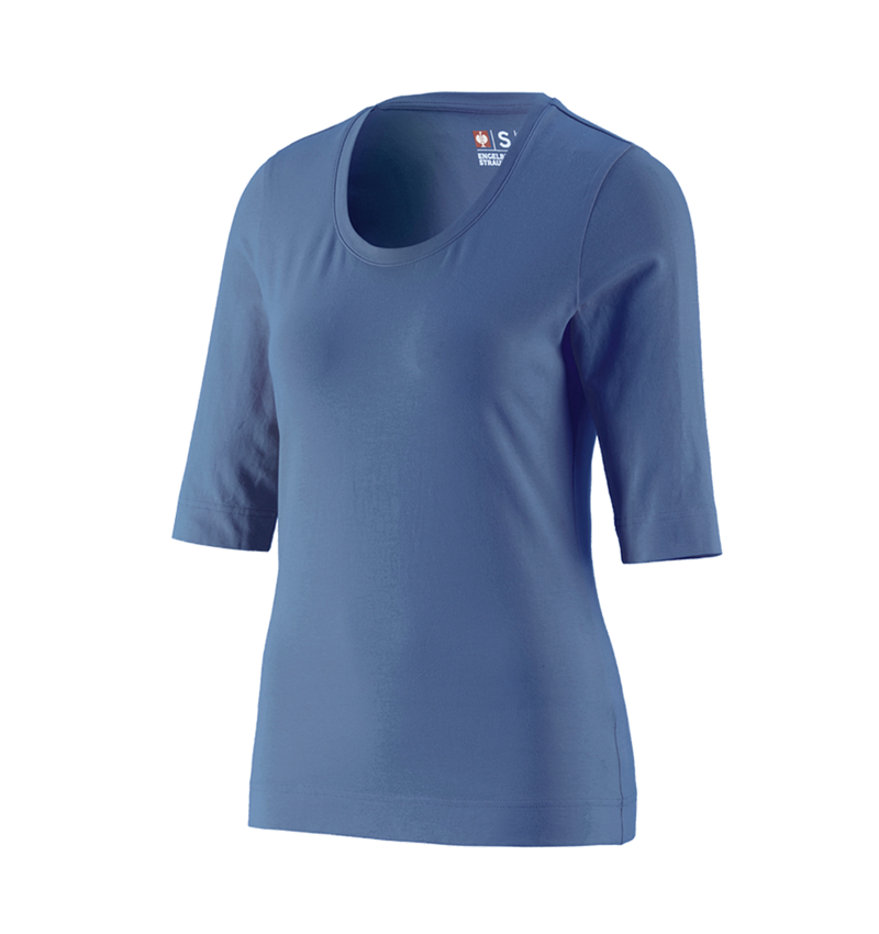 Bovenkleding: e.s. Shirt 3/4-mouw cotton stretch, dames + kobalt 3