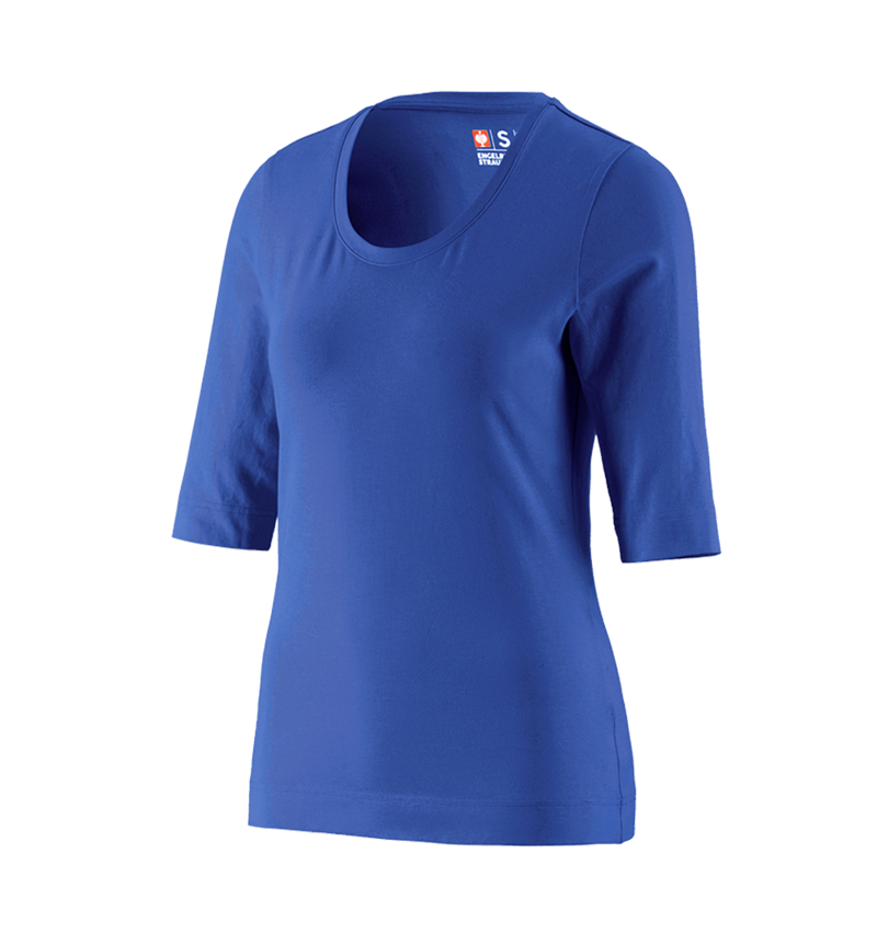 Bovenkleding: e.s. Shirt 3/4-mouw cotton stretch, dames + korenblauw