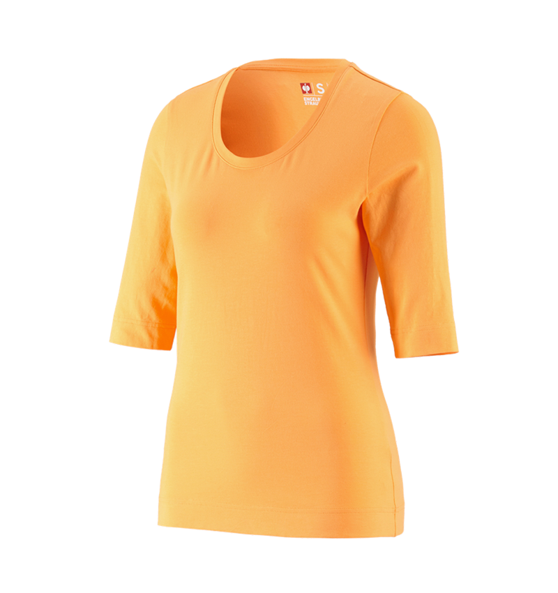 Bovenkleding: e.s. Shirt 3/4-mouw cotton stretch, dames + licht oranje