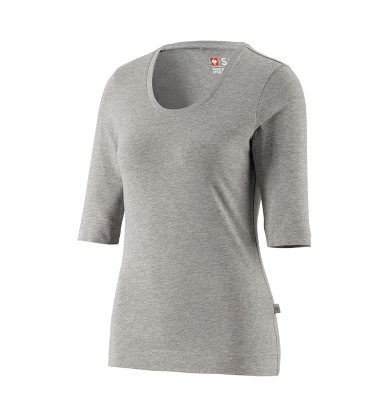 Bovenkleding: e.s. Shirt 3/4-mouw cotton stretch, dames + grijs mêlee
