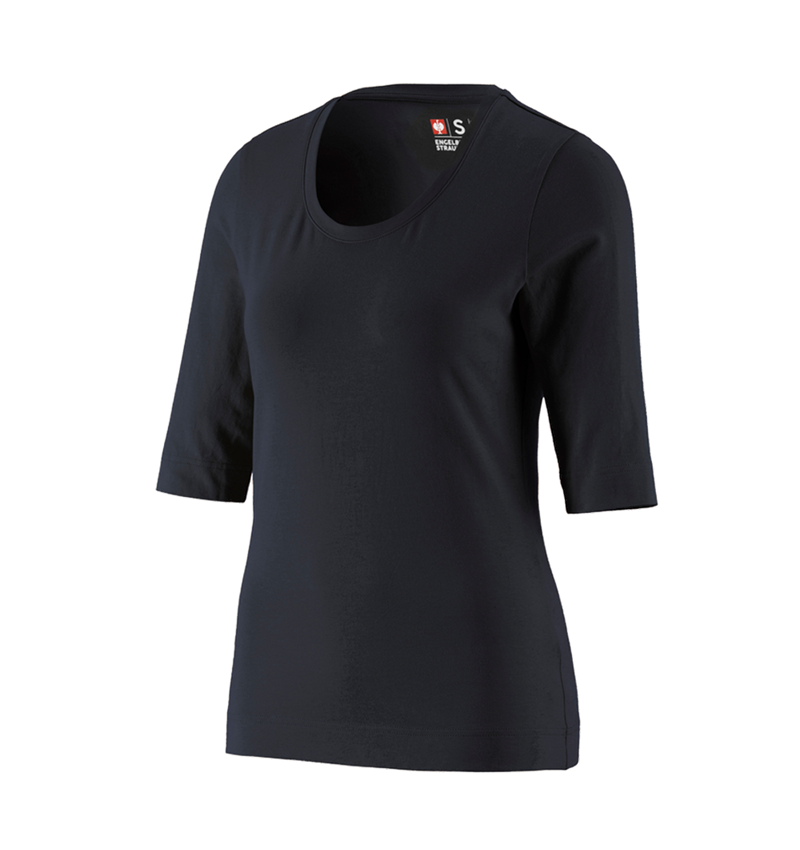 Onderwerpen: e.s. Shirt 3/4-mouw cotton stretch, dames + zwart 3