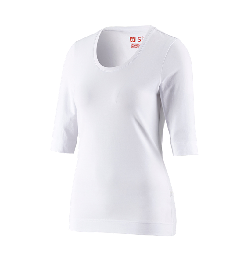 Bovenkleding: e.s. Shirt 3/4-mouw cotton stretch, dames + wit 3