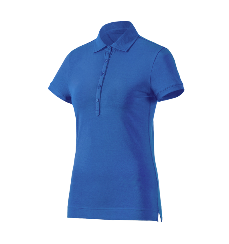 Bovenkleding: e.s. Polo-Shirt cotton stretch, dames + gentiaanblauw