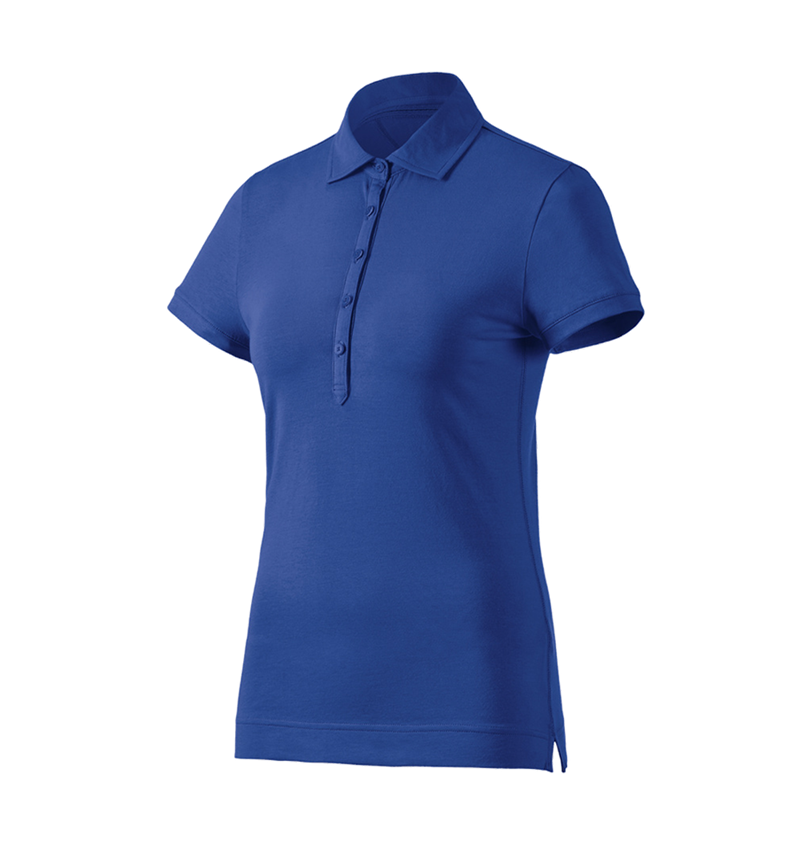 Bovenkleding: e.s. Polo-Shirt cotton stretch, dames + korenblauw