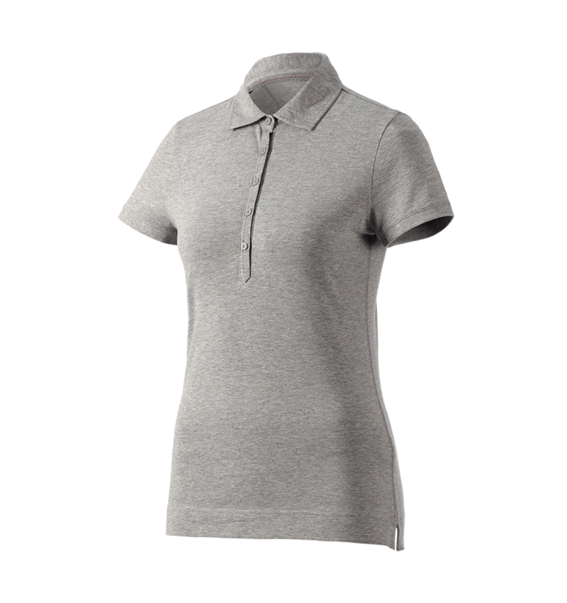 Bovenkleding: e.s. Polo-Shirt cotton stretch, dames + grijs mêlee