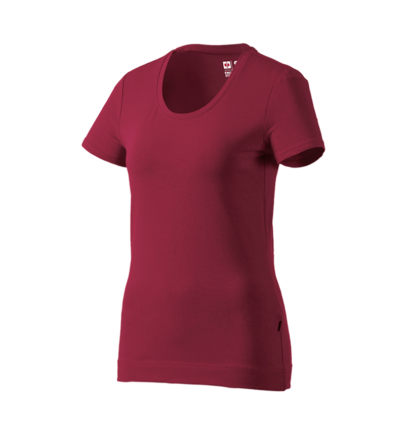 Bovenkleding: e.s. T-Shirt cotton stretch, dames + bordeaux 5