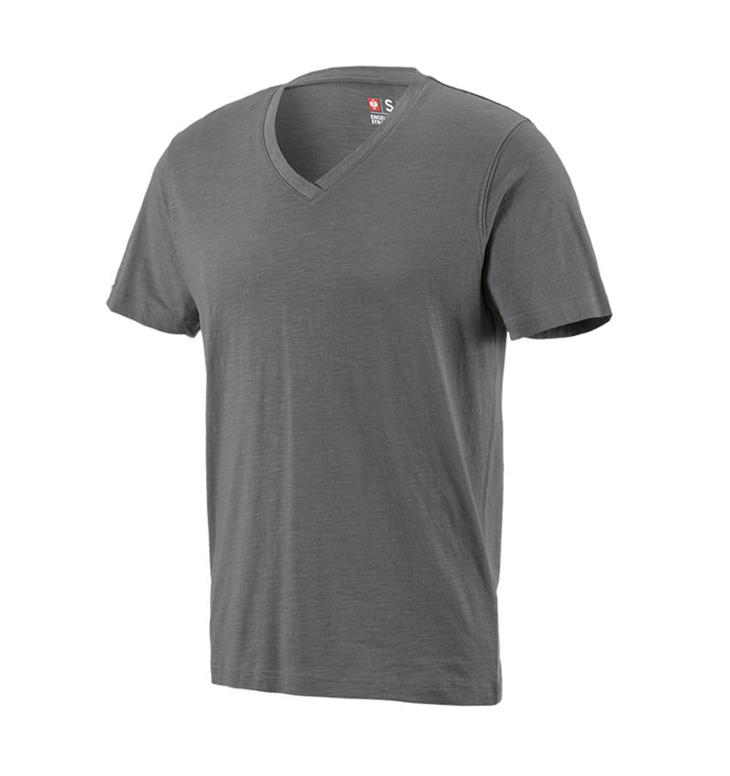 Bovenkleding: e.s. T-Shirt cotton slub V-Neck + cement 2