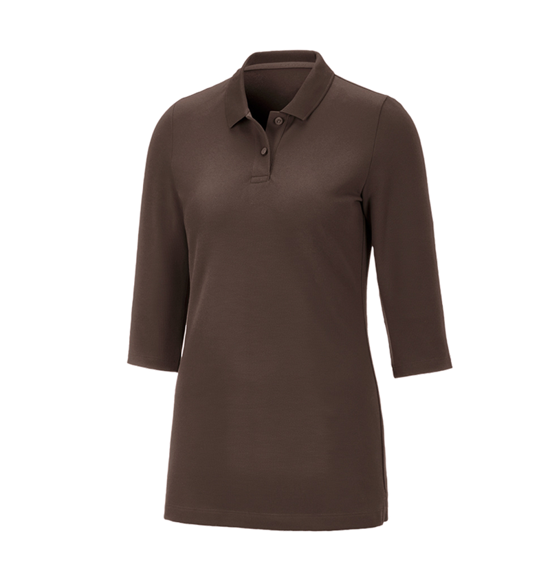 Onderwerpen: e.s. Pique-Polo 3/4-mouw cotton stretch, dames + kastanje 3