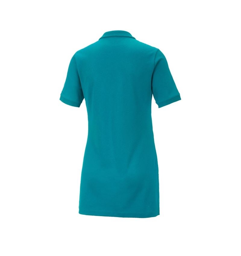 Bovenkleding: e.s. Pique-Polo cotton stretch, dames, long fit + oceaan 3