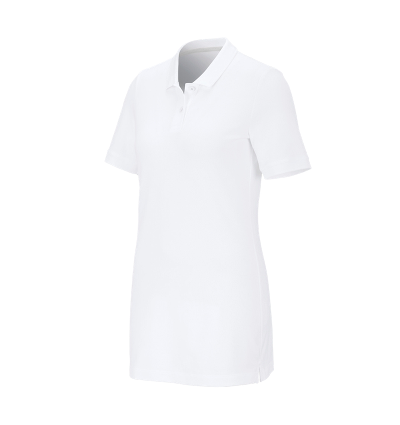 Onderwerpen: e.s. Pique-Polo cotton stretch, dames, long fit + wit 2