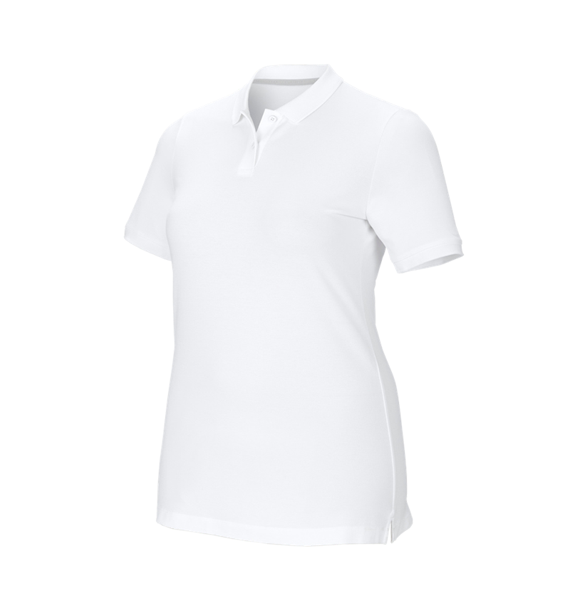 Bovenkleding: e.s. Pique-Polo cotton stretch, dames, plus fit + wit 2