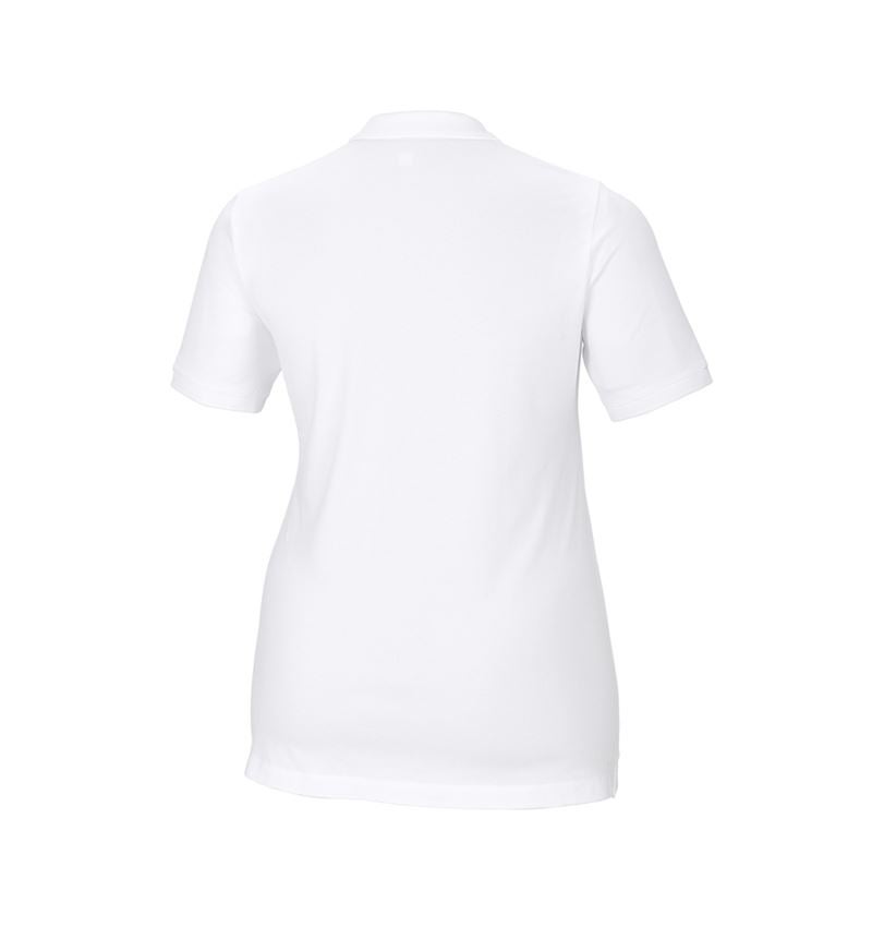 Bovenkleding: e.s. Pique-Polo cotton stretch, dames, plus fit + wit 3